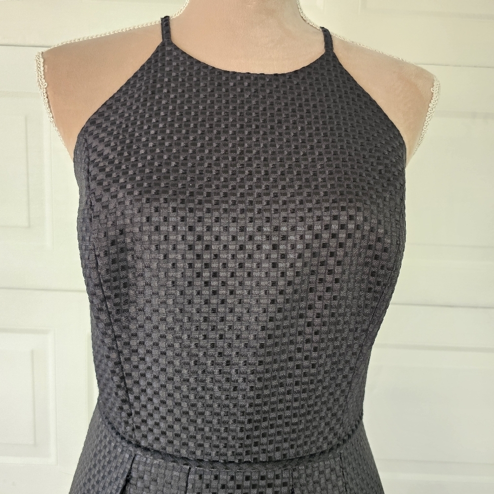 Aidan Mattox Black Textured High Low Cocktail Dress Party Evening Size 6 - Picture 3 of 14